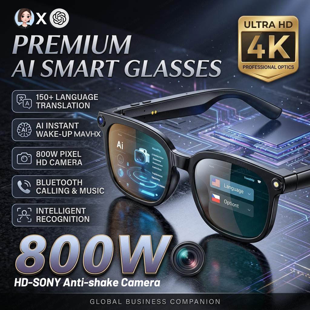 Smart Glasses Lens - 2026 4K 8MP Smart-Brille für Herren