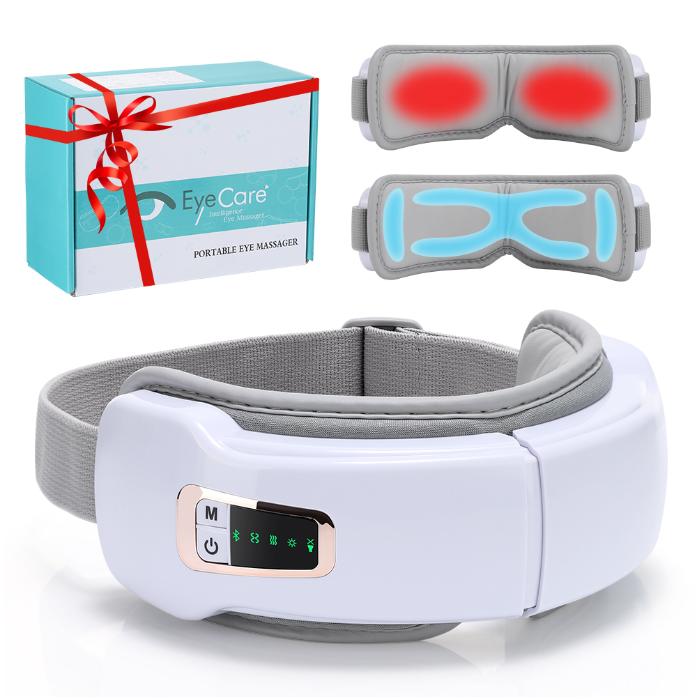 Light Therapy Glasses - Faltbares Augen-Luftdruck-Massagegerät, Airbag-Vibrationsmassage, heiße Kompresse, Bluetooth-Musik,