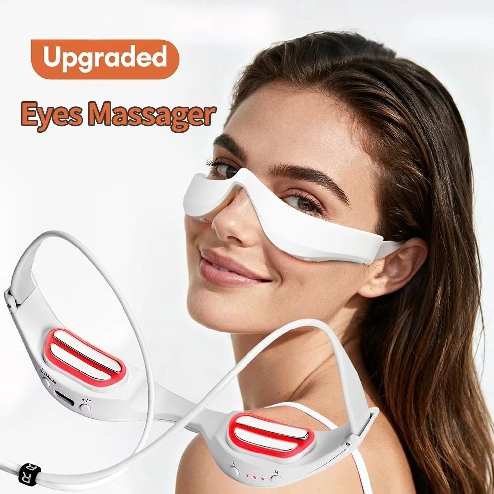 Light Therapy Glasses - 3D-Augenmassagegerät mit Rotlichttherapie, EMS-Augenmassagegerät zur Linderung