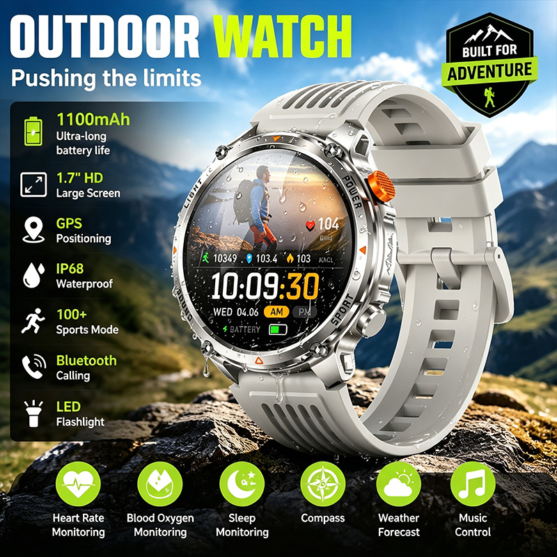 Breath Rate Monitor - Kabellose Anruf-Smartwatch IP68 Wasserdicht Gesundheitsüberwachung Frauengesundheit