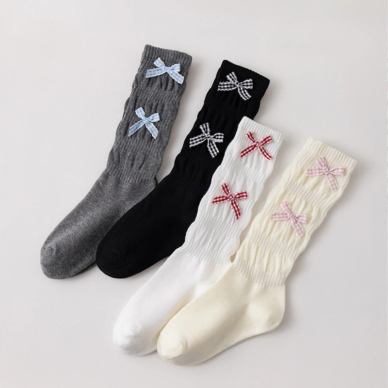 Baby Sock Oximeter - Kinder-Langsocken für Mädchen, Frühling/Herbst, Baumwolle, Schleife,